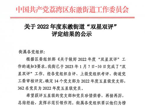 集团党支部获评“2022年度东漖